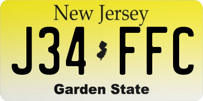 NJ license plate J34FFC