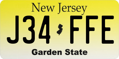 NJ license plate J34FFE