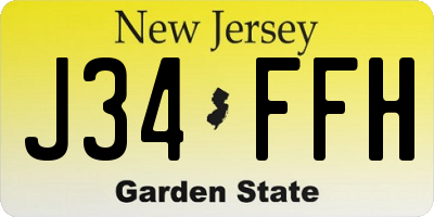 NJ license plate J34FFH