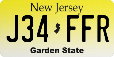 NJ license plate J34FFR