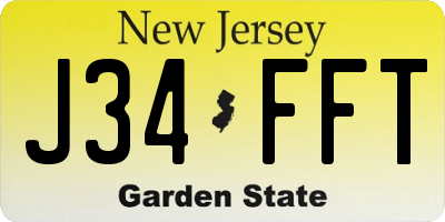 NJ license plate J34FFT