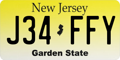 NJ license plate J34FFY