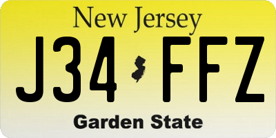 NJ license plate J34FFZ