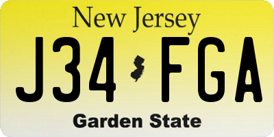 NJ license plate J34FGA