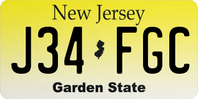 NJ license plate J34FGC