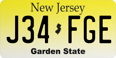 NJ license plate J34FGE