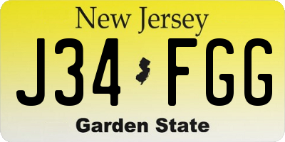 NJ license plate J34FGG
