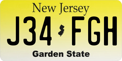 NJ license plate J34FGH