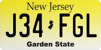 NJ license plate J34FGL