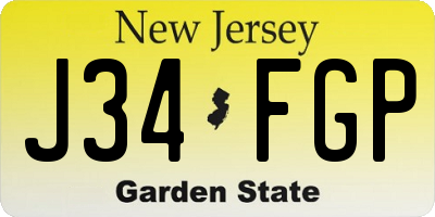 NJ license plate J34FGP