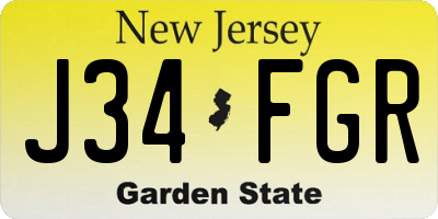 NJ license plate J34FGR
