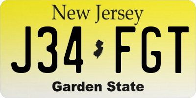 NJ license plate J34FGT