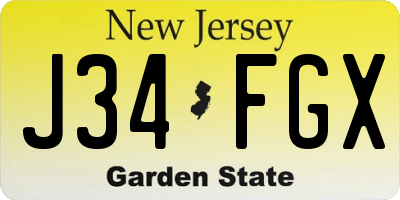 NJ license plate J34FGX