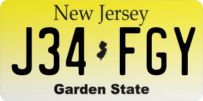 NJ license plate J34FGY