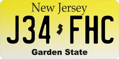 NJ license plate J34FHC