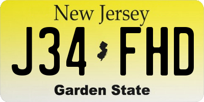 NJ license plate J34FHD