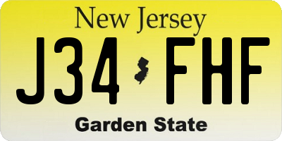NJ license plate J34FHF