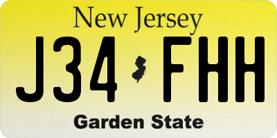 NJ license plate J34FHH