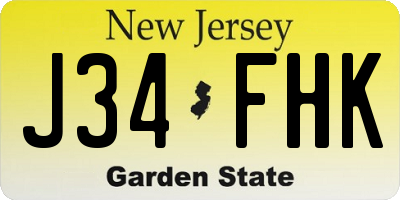 NJ license plate J34FHK