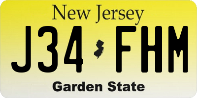 NJ license plate J34FHM