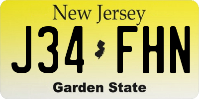 NJ license plate J34FHN