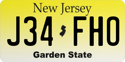 NJ license plate J34FHO