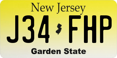 NJ license plate J34FHP