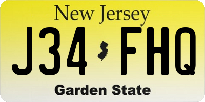 NJ license plate J34FHQ