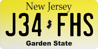 NJ license plate J34FHS