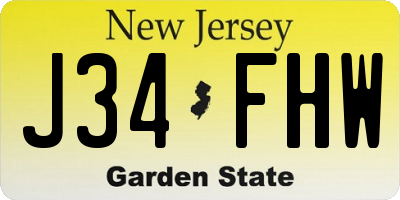 NJ license plate J34FHW