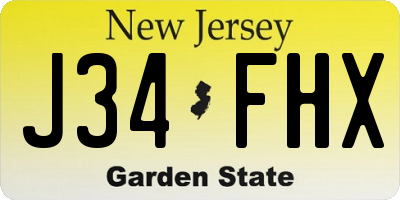 NJ license plate J34FHX