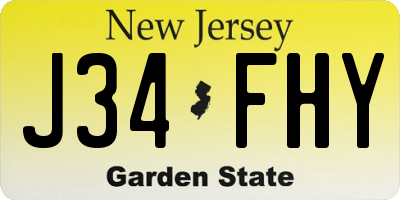 NJ license plate J34FHY