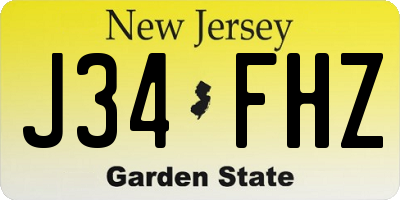 NJ license plate J34FHZ