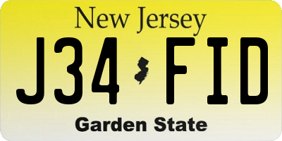 NJ license plate J34FID