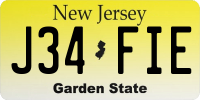 NJ license plate J34FIE