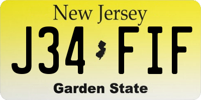 NJ license plate J34FIF