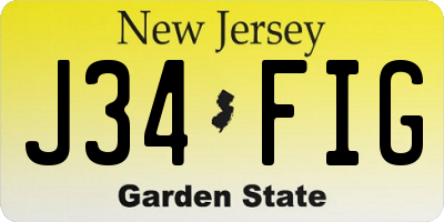 NJ license plate J34FIG