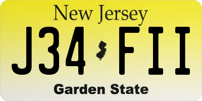 NJ license plate J34FII