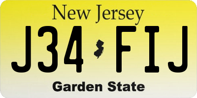 NJ license plate J34FIJ