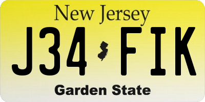 NJ license plate J34FIK