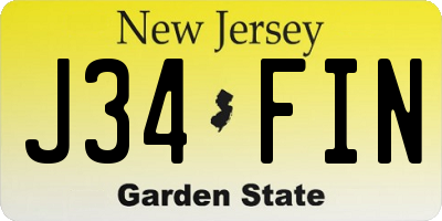 NJ license plate J34FIN