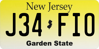 NJ license plate J34FIO