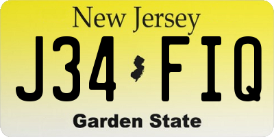 NJ license plate J34FIQ