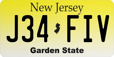 NJ license plate J34FIV