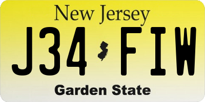 NJ license plate J34FIW