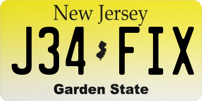 NJ license plate J34FIX