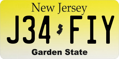 NJ license plate J34FIY