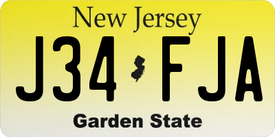 NJ license plate J34FJA