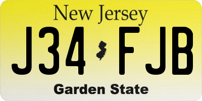 NJ license plate J34FJB