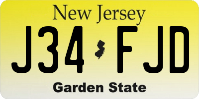 NJ license plate J34FJD